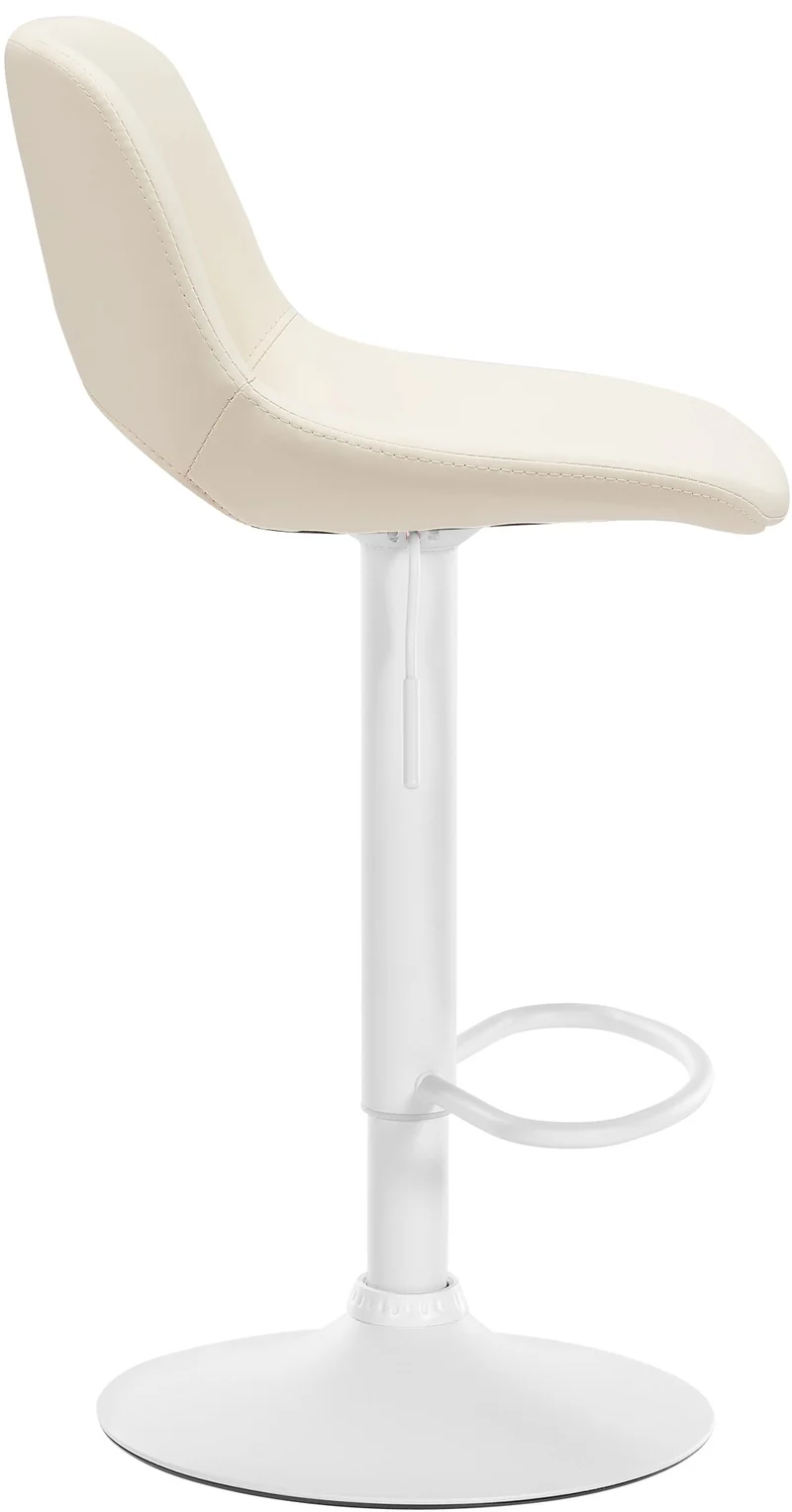 Tabourets de bar chaises haute x2 avec repose-pieds en PVC crème piètement métallique blanc 10_0004071