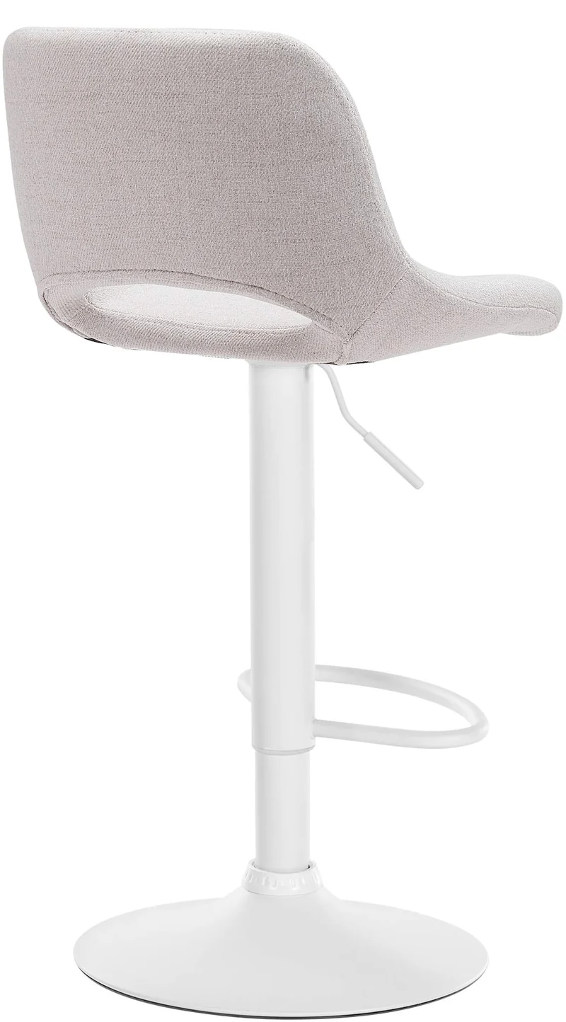 Tabourets de bar chaises haute x2 avec repose-pieds en tissu crème piètement métallique blanc 10_0004099