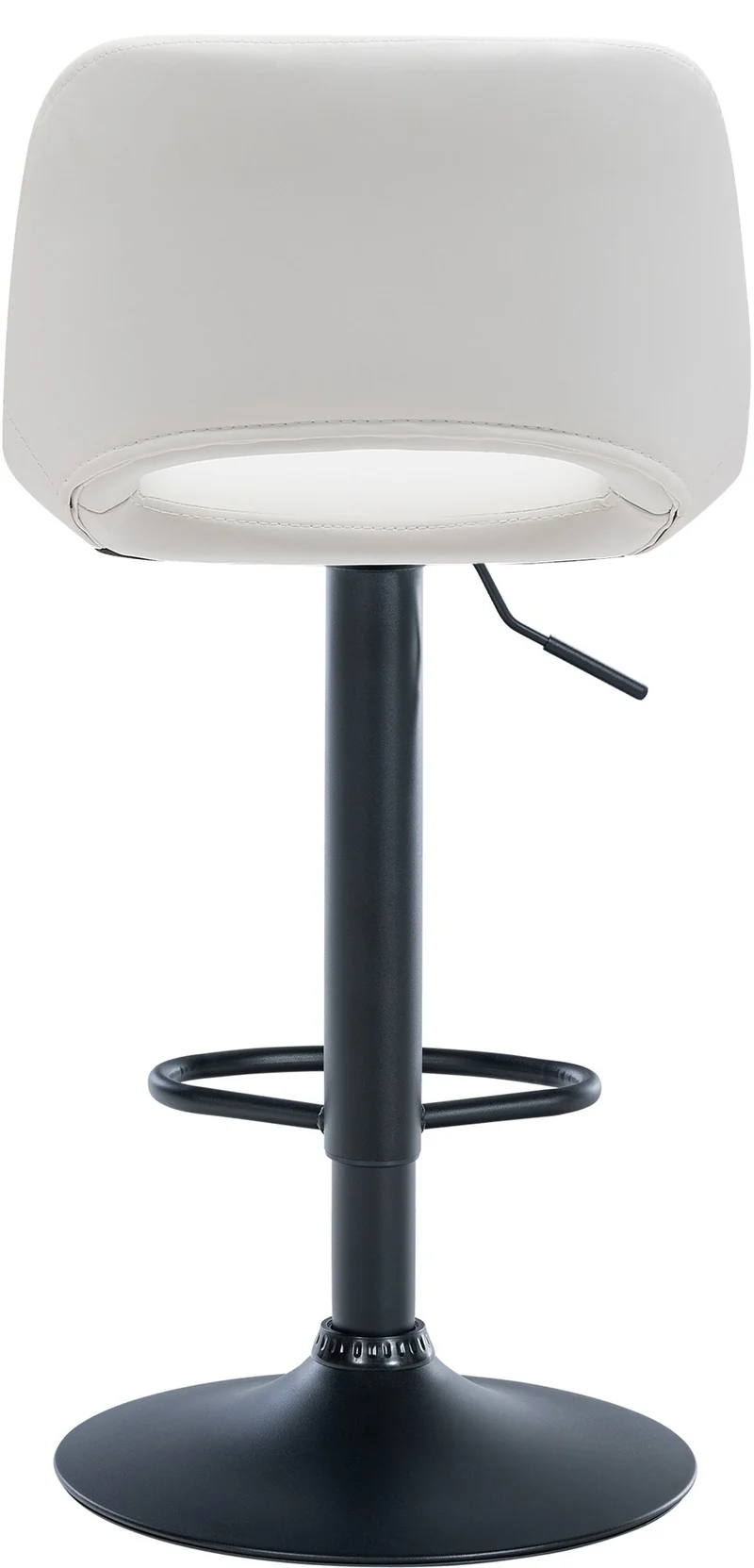 Tabouret de bar chaise haute x1 avec repose-pieds en PVC blanc piètement métallique noir 10_0004582