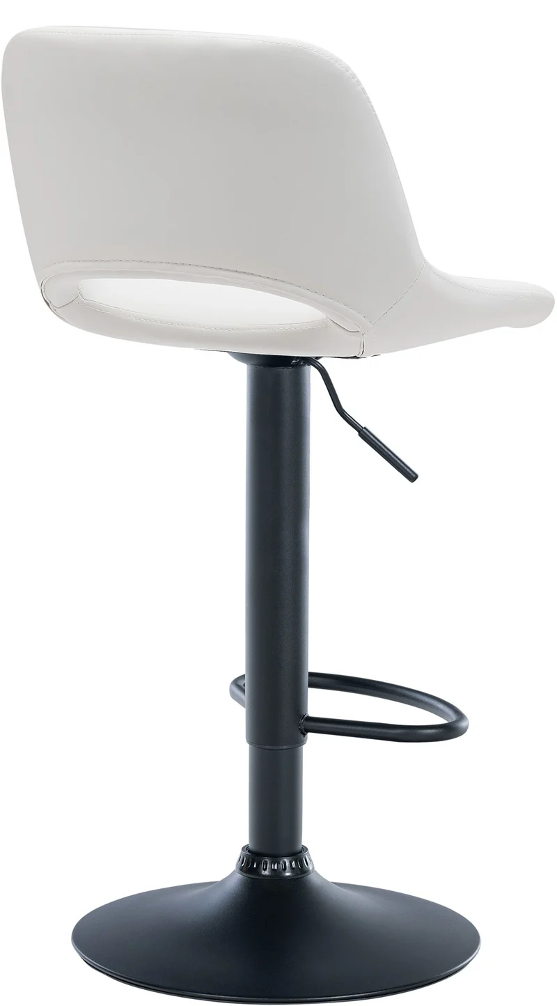 Tabouret de bar chaise haute x1 avec repose-pieds en PVC blanc piètement métallique noir 10_0004582