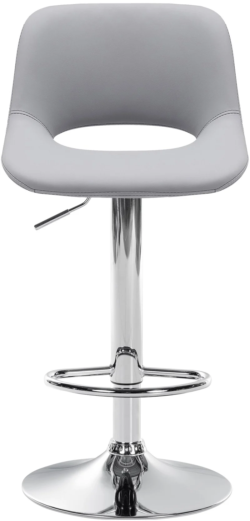 Tabourets de bar chaises haute x2 avec repose-pieds en PVC gris piètement métallique chromé 10_0004061
