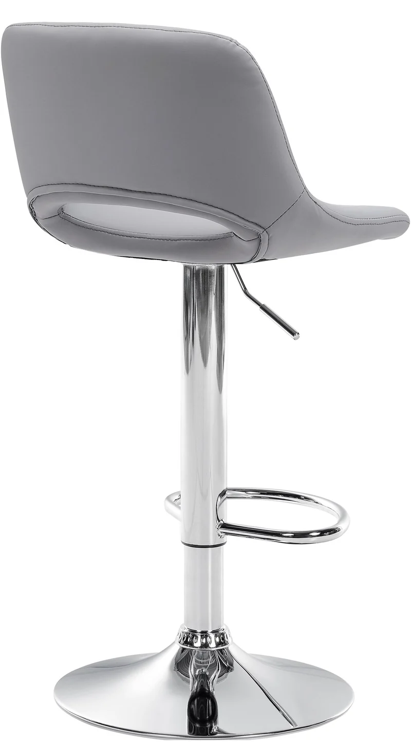 Tabourets de bar chaises haute x2 avec repose-pieds en PVC gris piètement métallique chromé 10_0004061