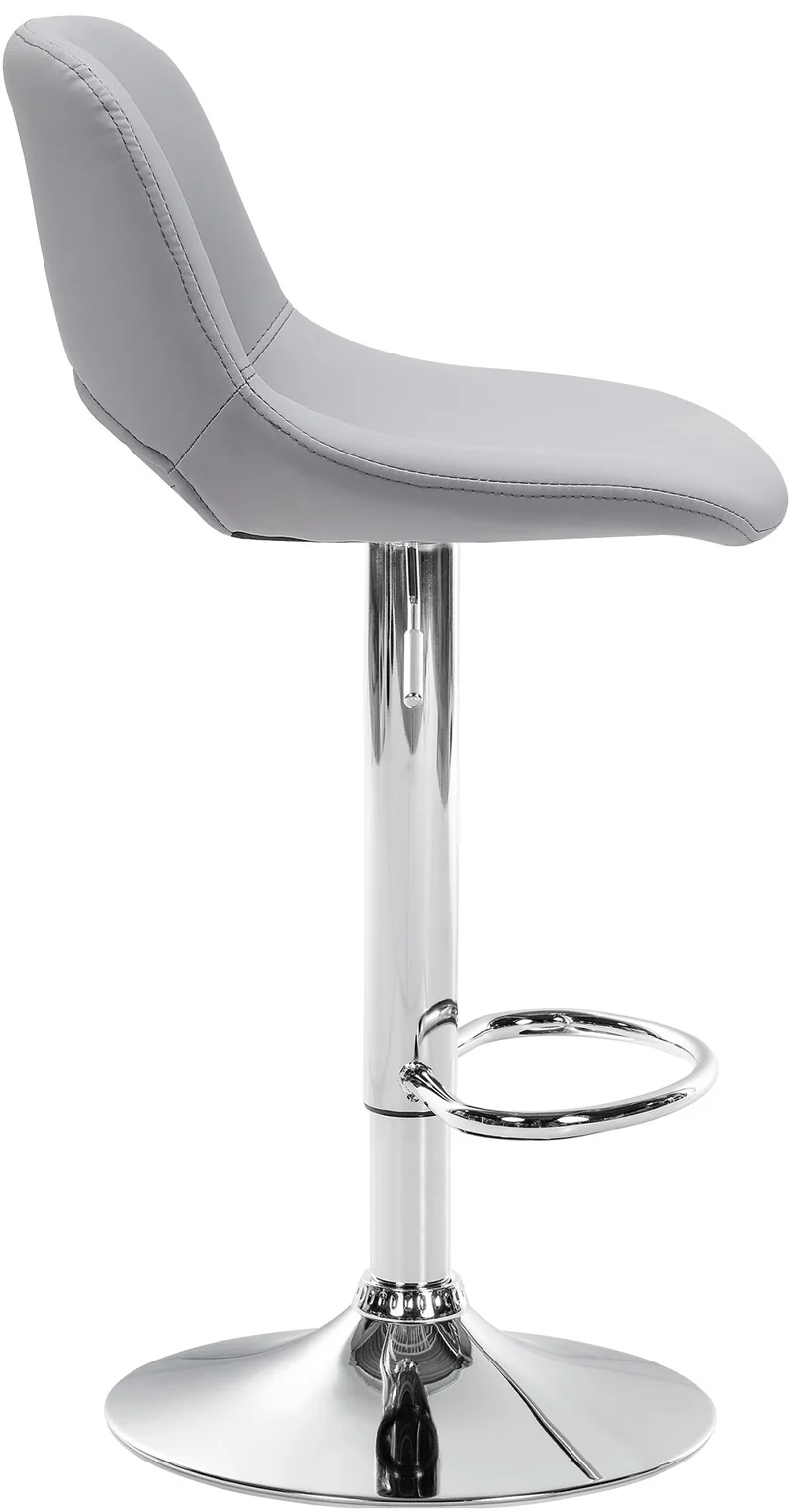 Tabourets de bar chaises haute x2 avec repose-pieds en PVC gris piètement métallique chromé 10_0004061