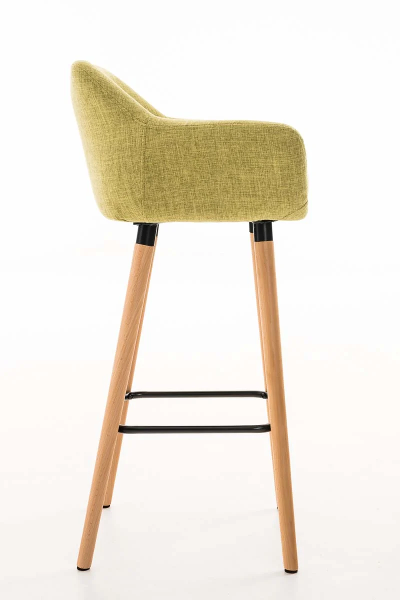 Lot de 2 tabourets de bar design et confortable en tissu vert clair avec accoudoirs et repose-pieds 10_0000272