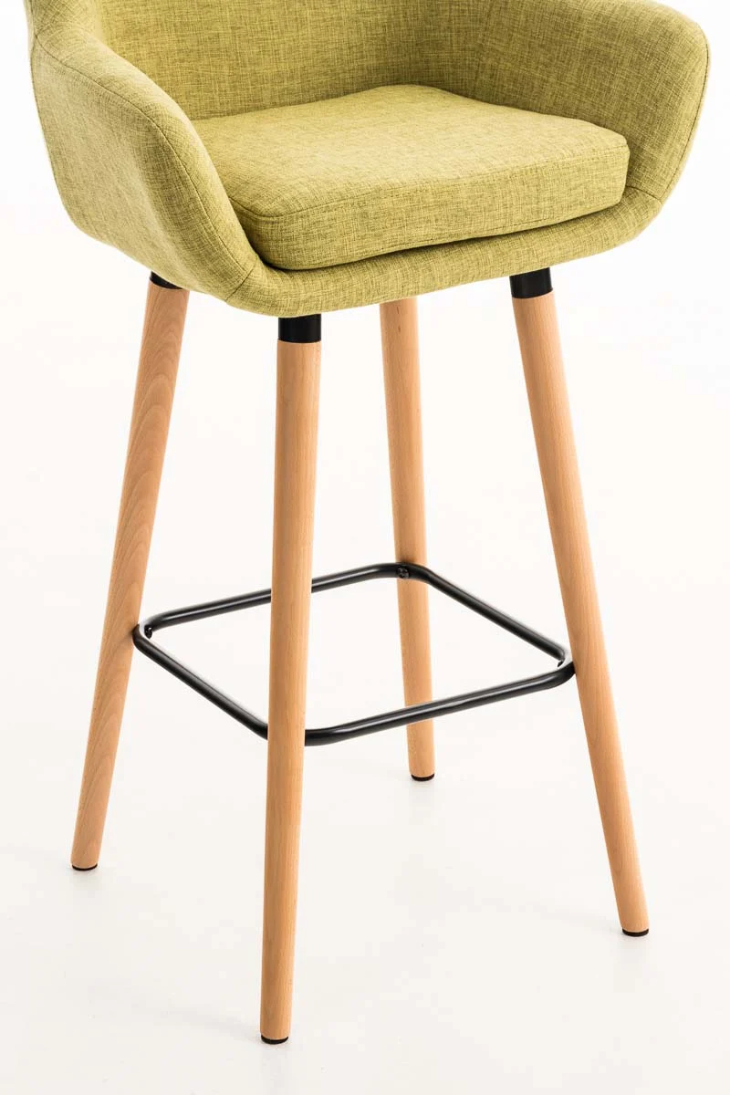 Lot de 2 tabourets de bar design et confortable en tissu vert clair avec accoudoirs et repose-pieds 10_0000272