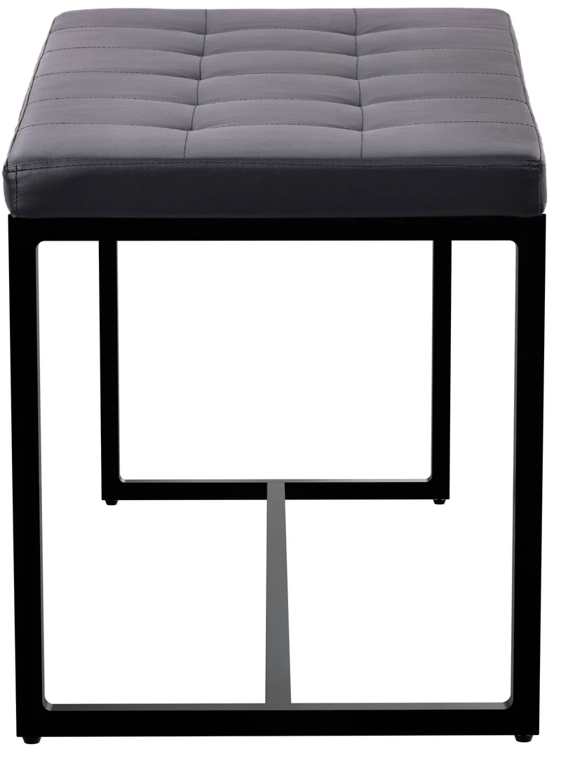 Banc d’entrée contemporain largeur 100cm à structure en métal noir assise capitonnée en similicuir noir 10_0006238