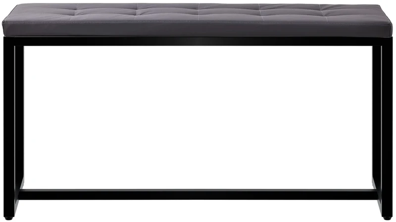 Banc d’entrée contemporain largeur 100cm à structure en métal noir assise capitonnée en similicuir noir 10_0006238