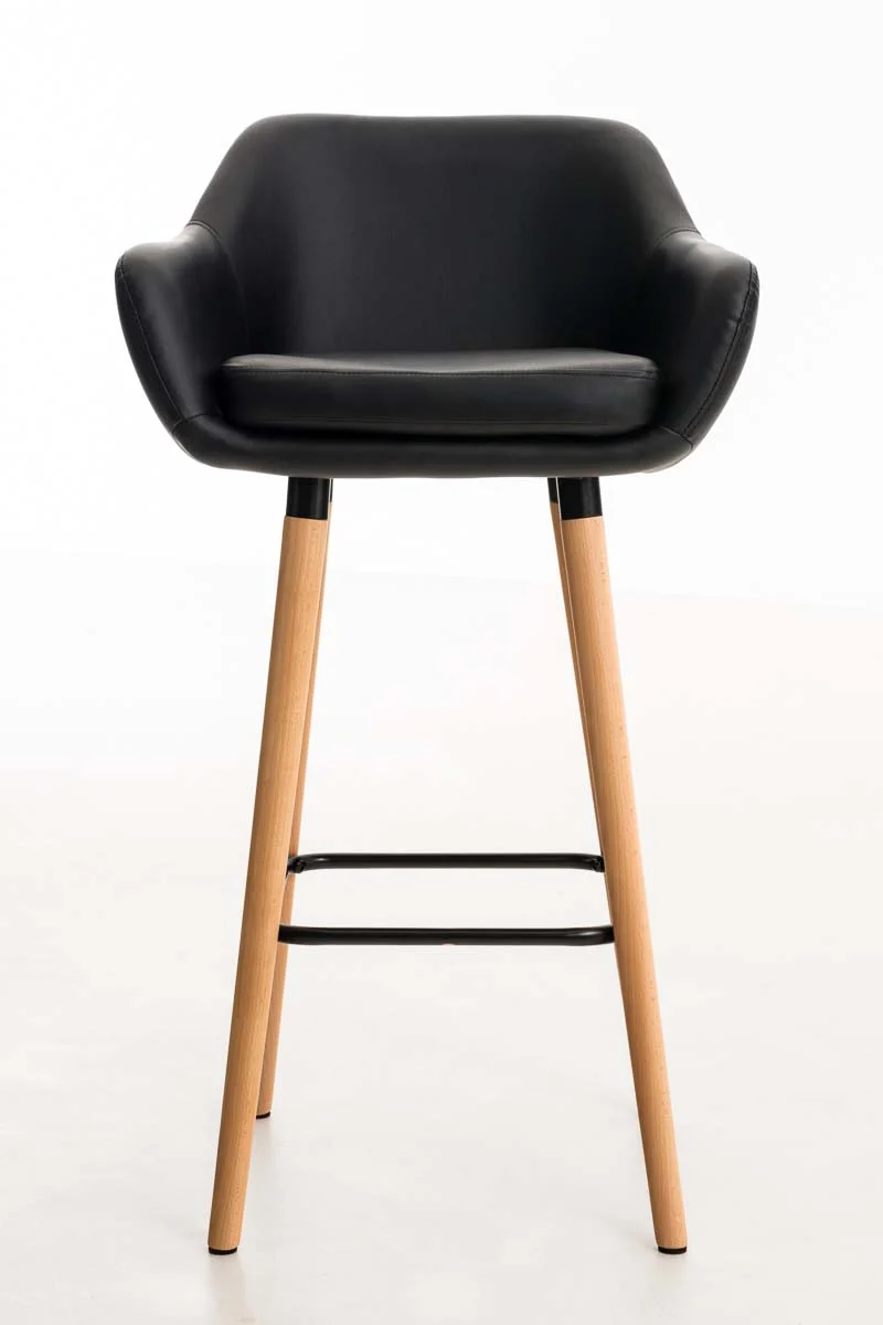 Lot de 2 tabourets de bar design et confortable en synthétique noir avec accoudoirs et repose-pieds 10_0000229