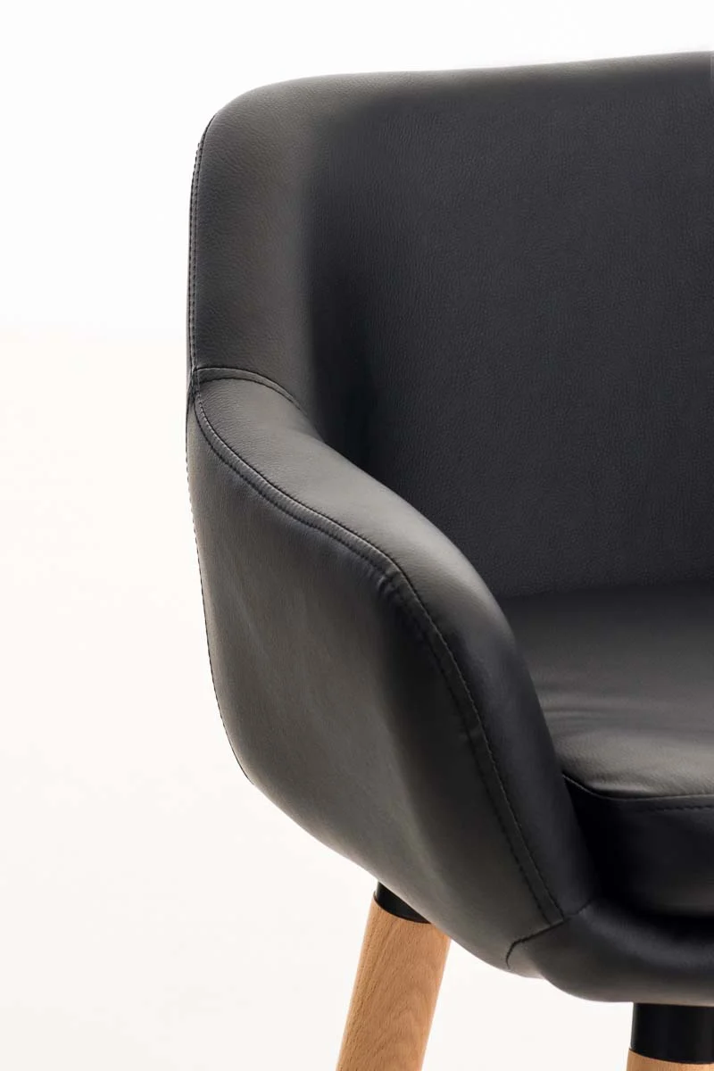 Lot de 2 tabourets de bar design et confortable en synthétique noir avec accoudoirs et repose-pieds 10_0000229