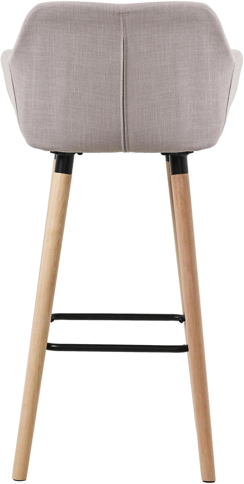 Tabouret de bar lounge x1 design scandinave assise en tissu taupe pieds en bois repose-pieds en métal 10_0004916