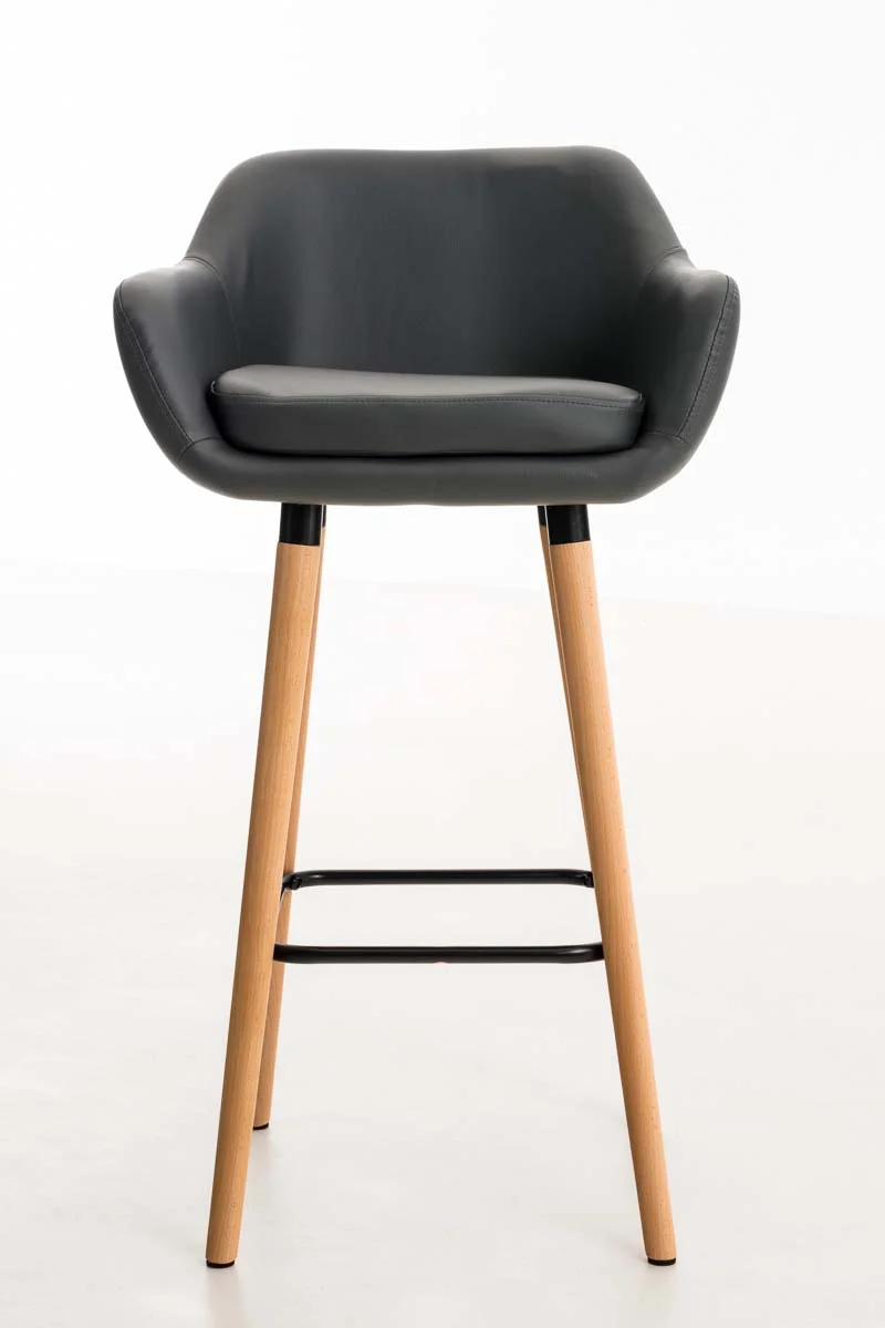 Lot de 2 tabourets de bar chaise haute design scandinave accoudoirs et repose-pied synthétique gris TDB10409