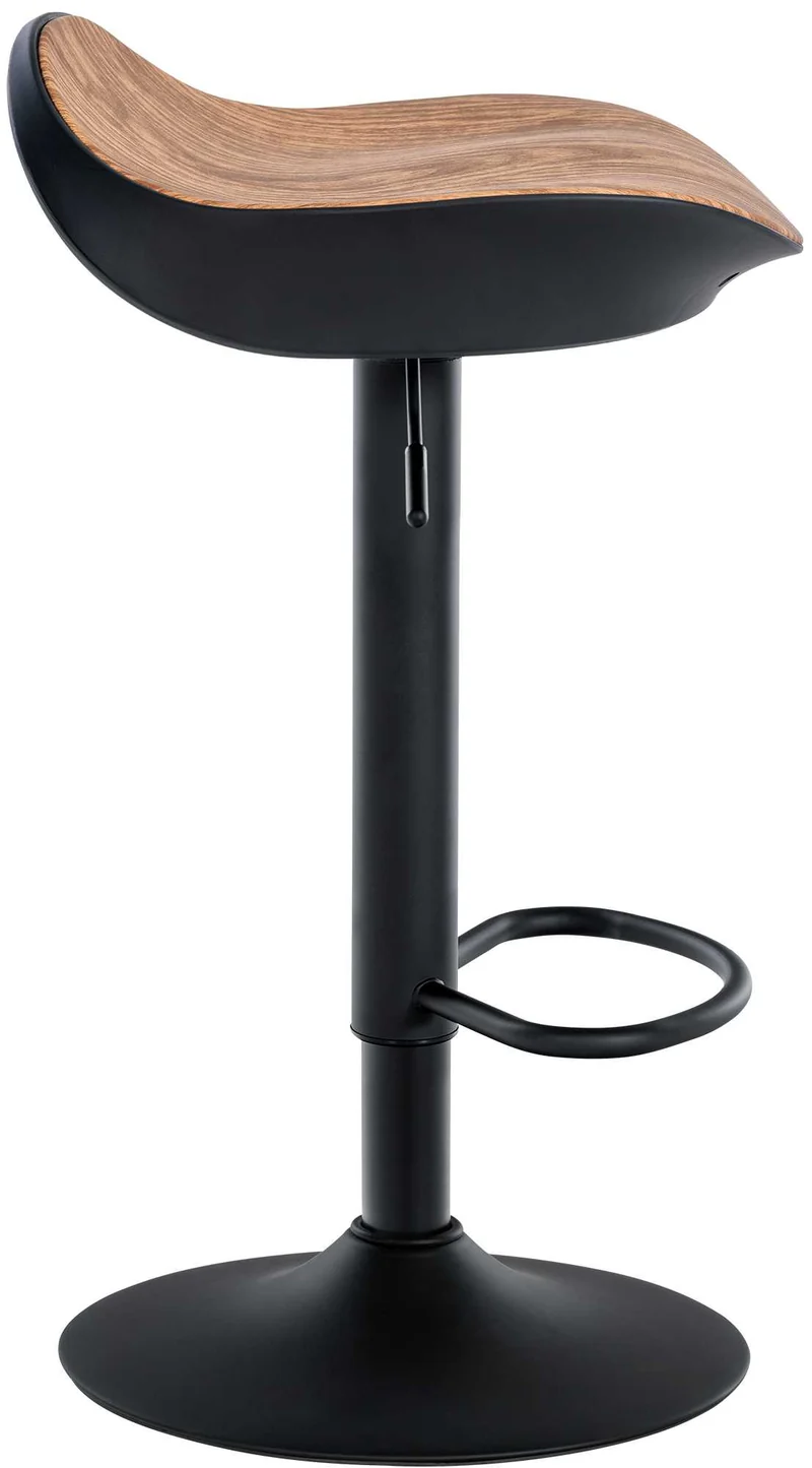 Lot de 2 tabourets de bar forme ergonomique en PVC couleur bois et pieds en métal noir 10_0004015