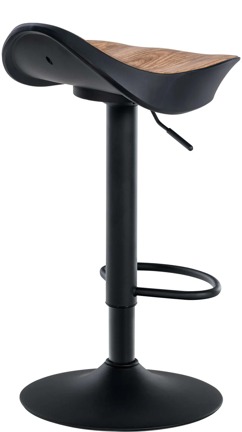 Lot de 2 tabourets de bar forme ergonomique en PVC couleur bois et pieds en métal noir 10_0004015