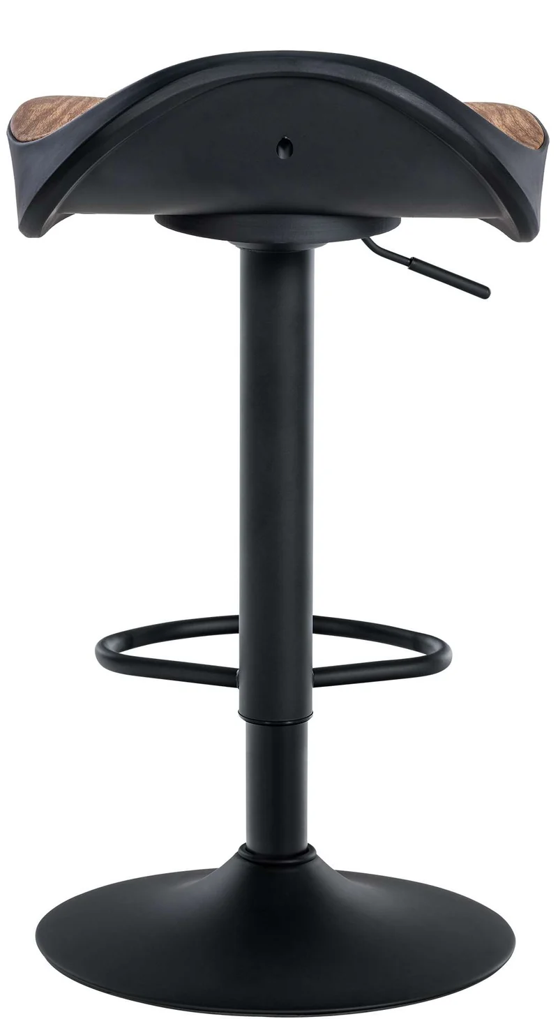 Lot de 2 tabourets de bar forme ergonomique en PVC couleur bois et pieds en métal noir 10_0004015