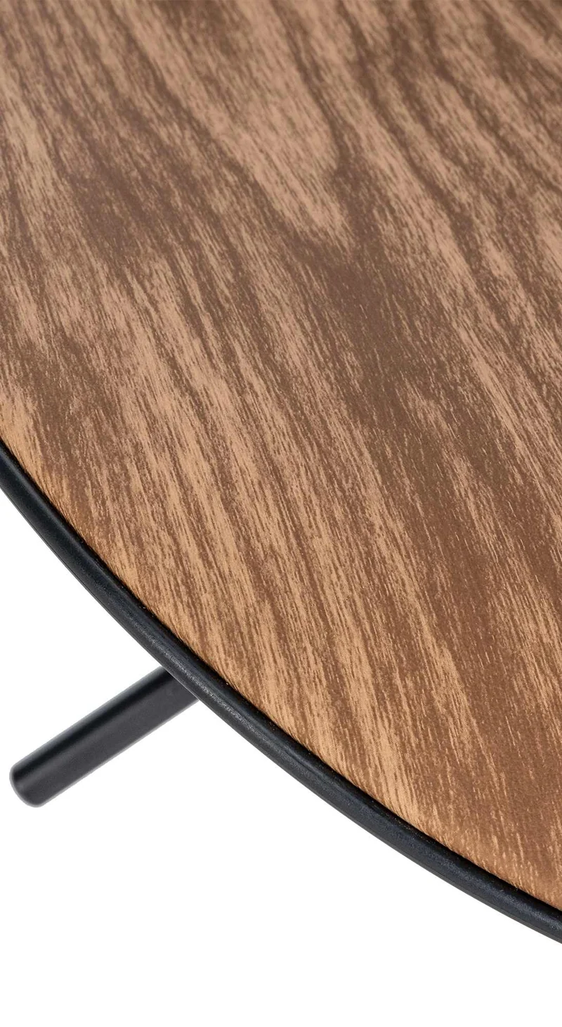 Lot de 2 tabourets de bar forme ergonomique en PVC couleur bois et pieds en métal noir 10_0004015