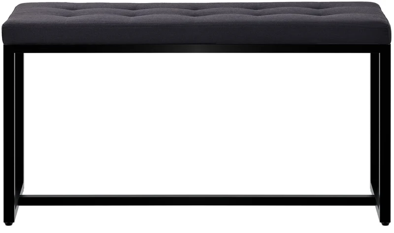 Banc d’entrée contemporain largeur 100cm à structure en métal noir assise capitonnée en tissu noir 10_0006279