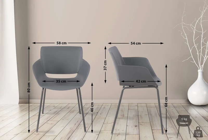 Chaise pour intérieur ou extérieur plastique couleur gris foncé structure acier thermolaqué 10_0007122