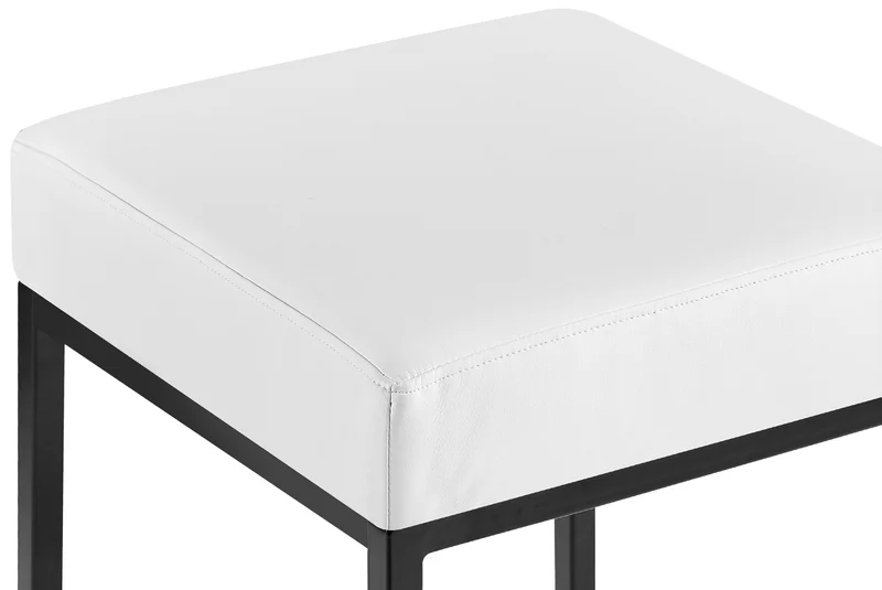 Tabouret de bar x1 avec repose-pieds assises carrées hauteur 83 cm en similicuir blanc et métal noir 10_0005974