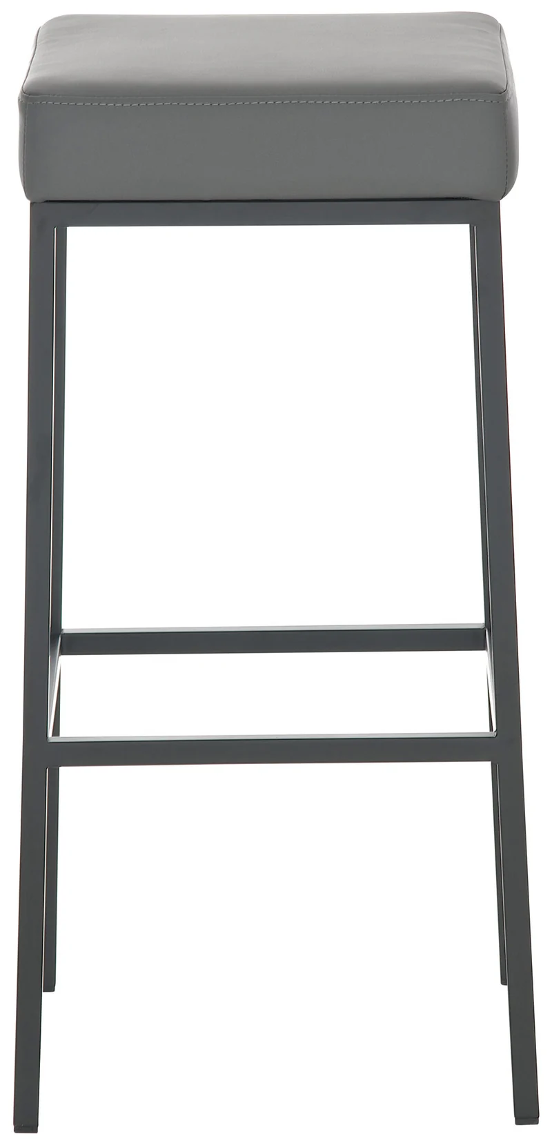 Lot de 2 tabourets de bar avec repose-pieds design simple hauteur 85 cm en PVC gris et métal noir 10_0004377