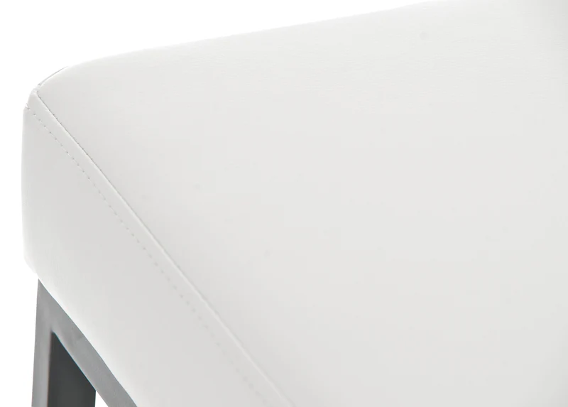 Tabouret de bar design moderne en synthétique blanc pieds forme carré métal noir mat blanc 10_0000030
