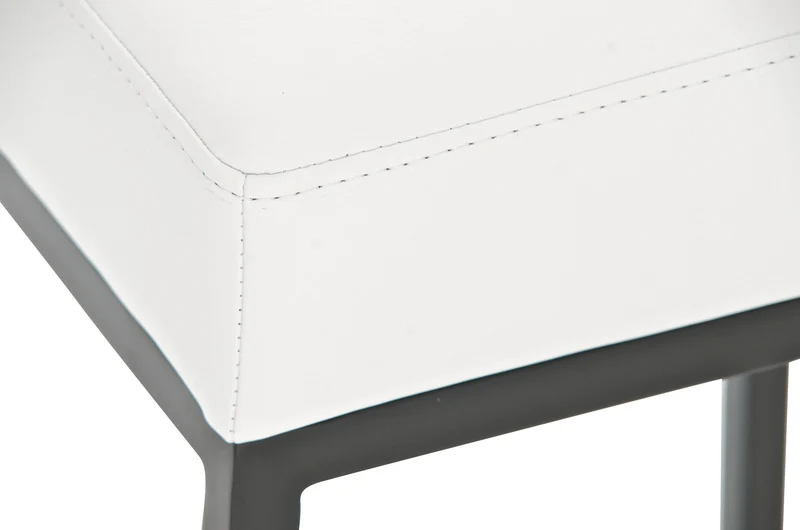 Tabouret de bar design moderne en synthétique blanc pieds forme carré métal noir mat blanc 10_0000030