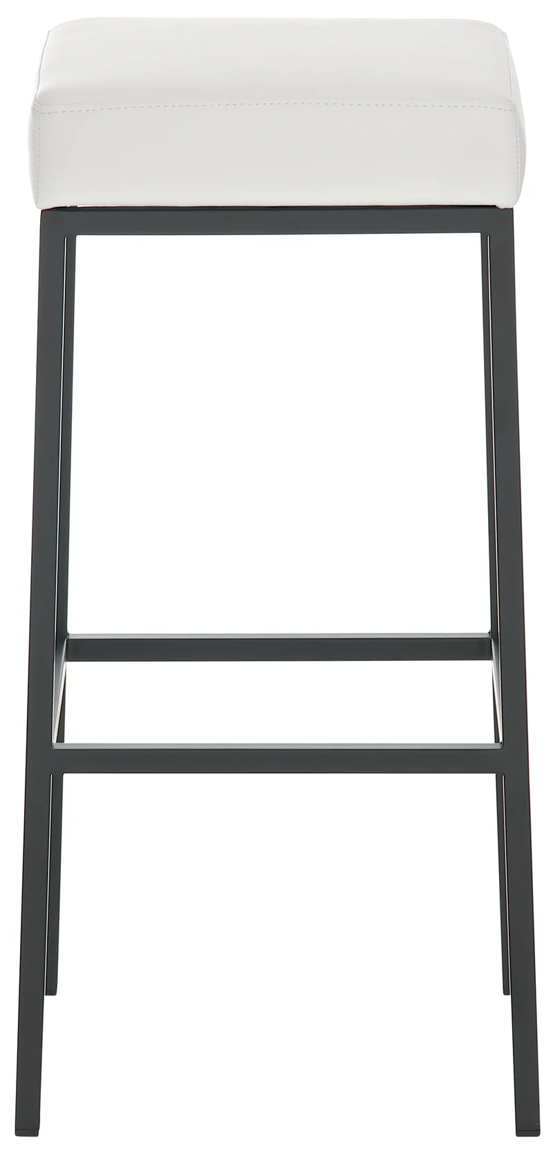 Lot de 2 tabourets de bar avec repose-pieds design simple hauteur 85 cm en PVC blanc et métal noir 10_0004380