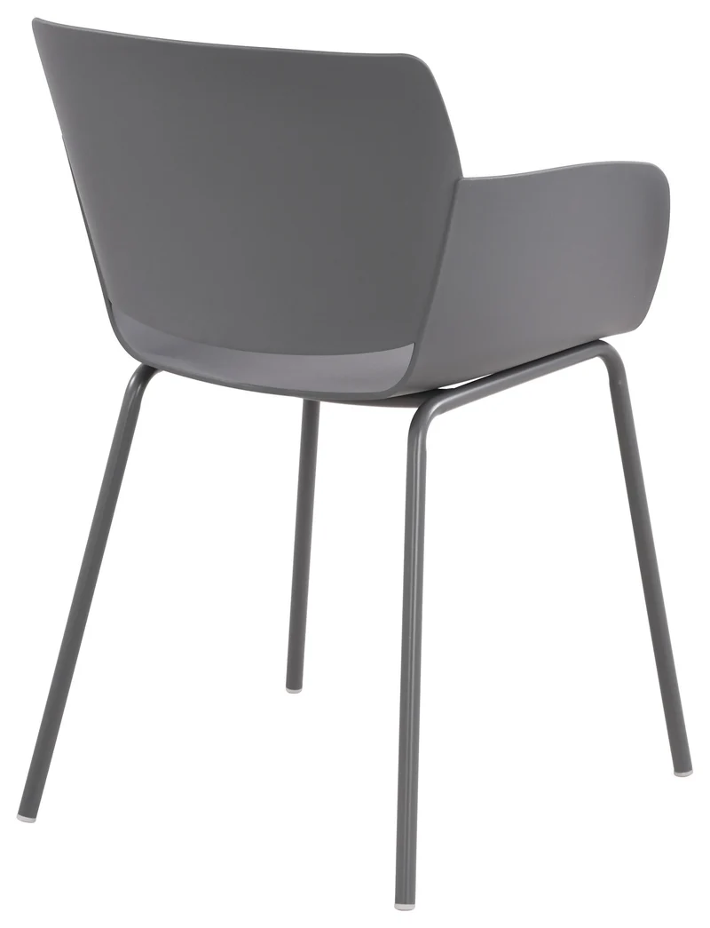 Lot de 2 chaises pour intérieur ou extérieur en plastique couleur gris foncé en acier thermolaqué 10_0007307