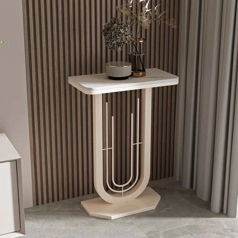 Modern Minimalist Rectangular Sintered Stone Iron Console Table 1-Tier For Entryways