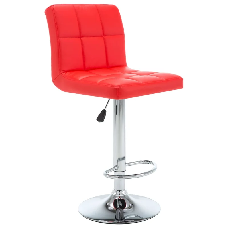 Lot de 2 tabourets de bar chaises hautes hauteur réglable en PVC rouge et acier DEC029873