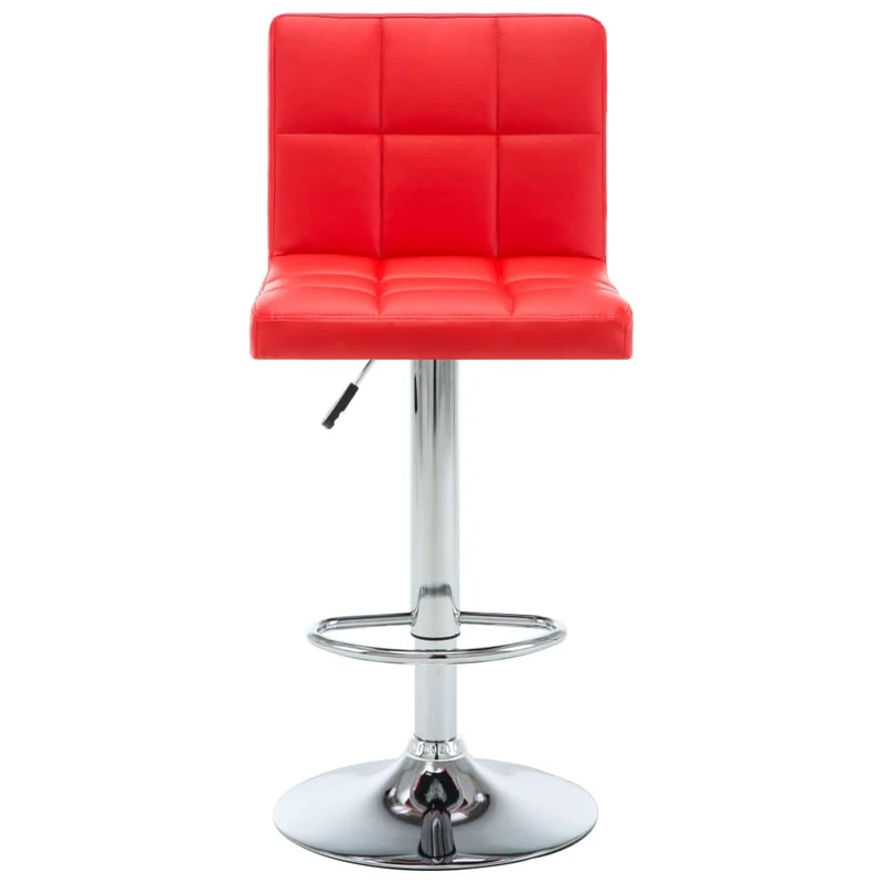Lot de 2 tabourets de bar chaises hautes hauteur réglable en PVC rouge et acier DEC029873