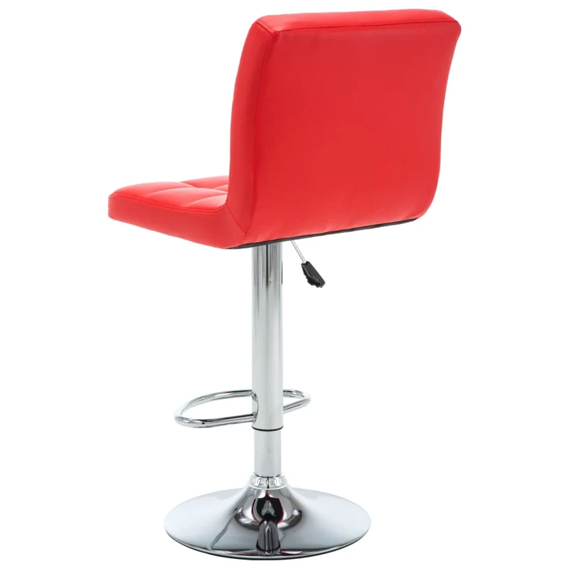Lot de 2 tabourets de bar chaises hautes hauteur réglable en PVC rouge et acier DEC029873