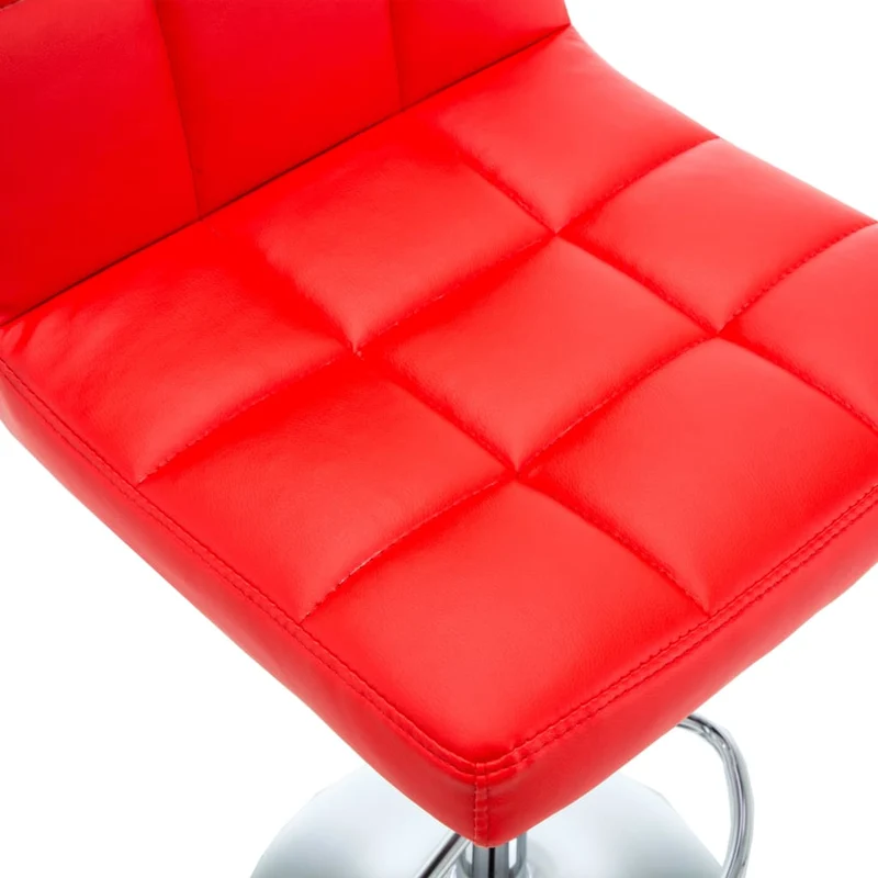 Lot de 2 tabourets de bar chaises hautes hauteur réglable en PVC rouge et acier DEC029873