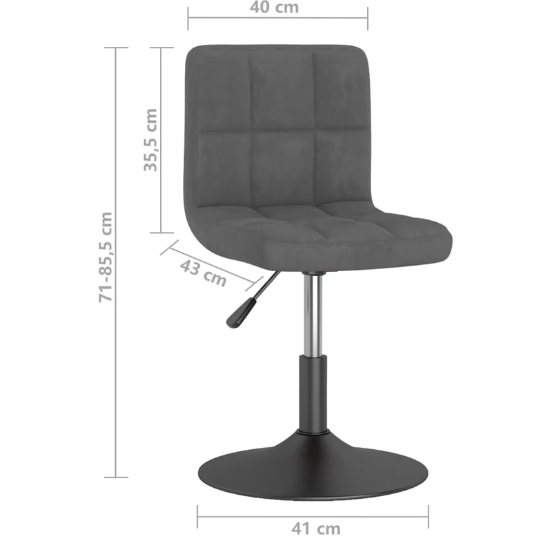 Lot de 2 chaises de salle à manger siège pivotant hauteur réglable en velours gris foncé DEC025261