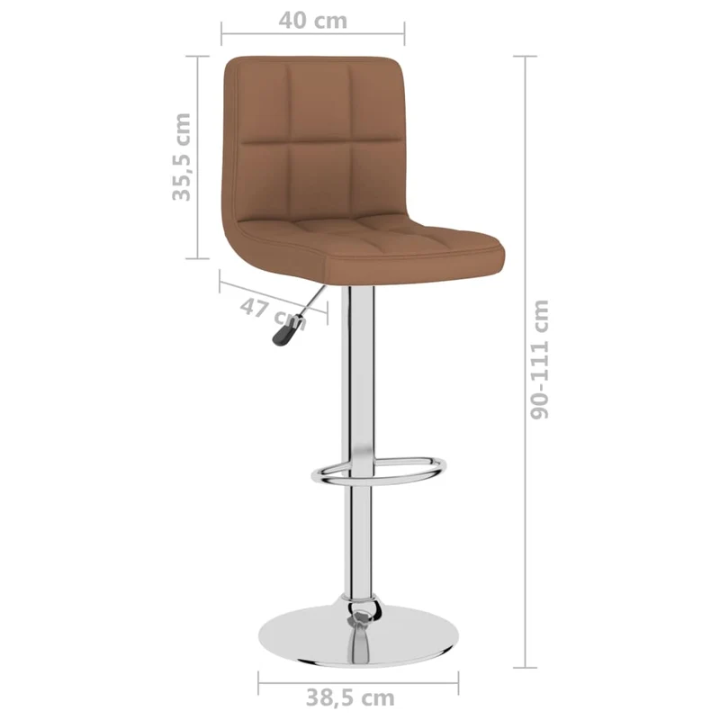 Lot de 2 tabourets de bar chaises hautes en tissu marron cadre en acier DEC029778