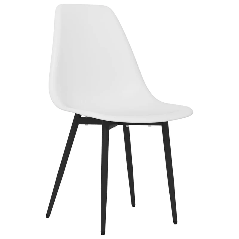 Set de 4 chaises de salle à manger dossier incurvé design moderne en PP blanc et métal noir DEC025605