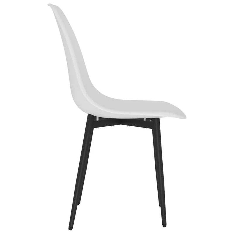 Set de 4 chaises de salle à manger dossier incurvé design moderne en PP blanc et métal noir DEC025605