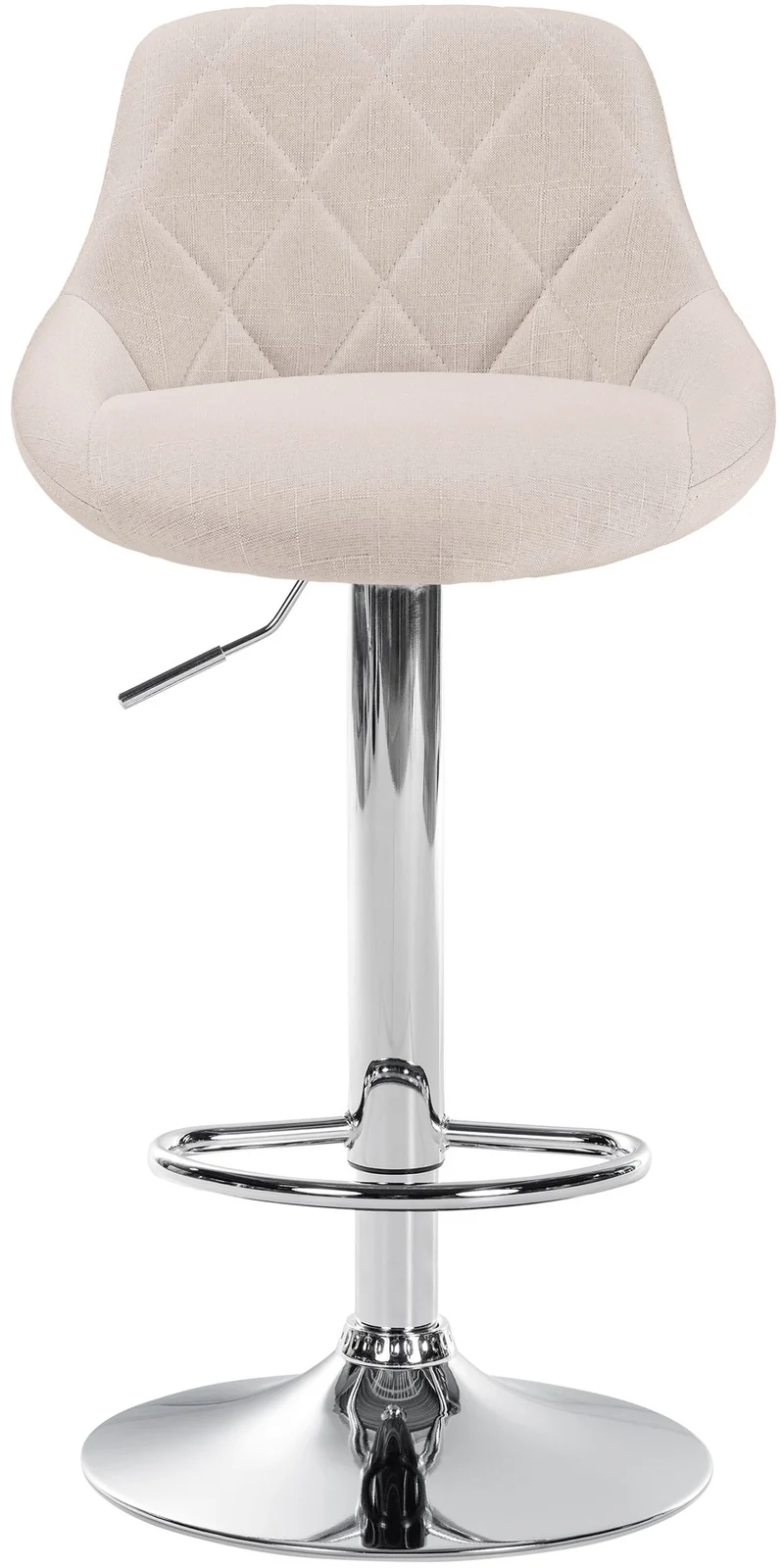 Tabouret de bar chaise haute x 1 avec coutures décoratives assise en tissu crème pieds métal chromé 10_0005084