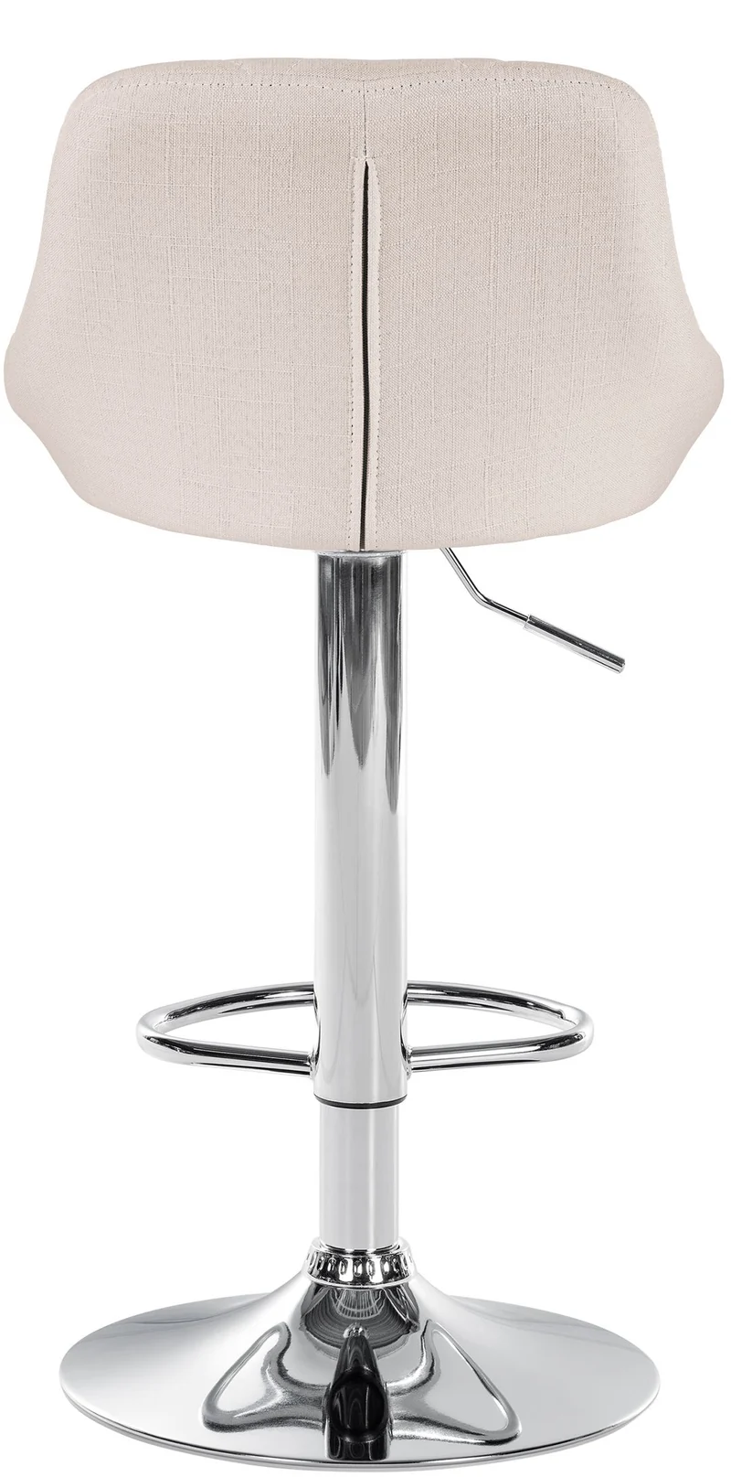 Tabouret de bar chaise haute x 1 avec coutures décoratives assise en tissu crème pieds métal chromé 10_0005084