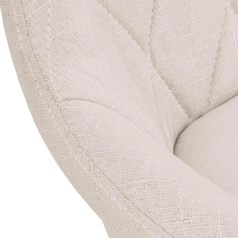 Tabouret de bar chaise haute x 1 avec coutures décoratives assise en tissu crème pieds métal chromé 10_0005084