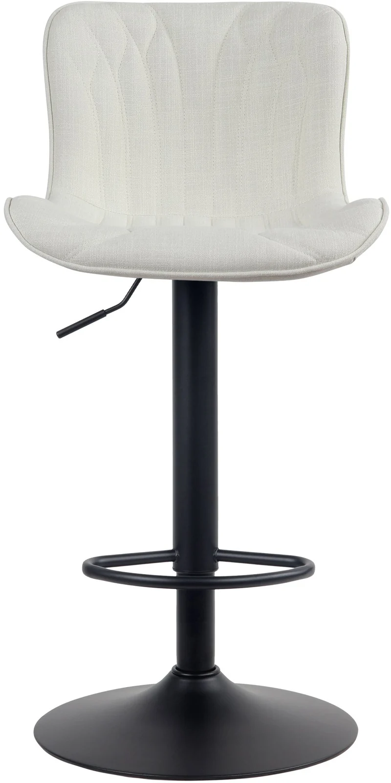 Tabouret de bar chaise haute x1 avec coutures décoratives en tissu crème pieds en métal noir 10_0005176