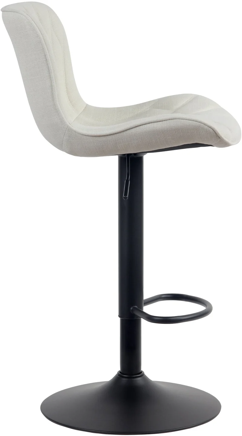 Tabouret de bar chaise haute x1 avec coutures décoratives en tissu crème pieds en métal noir 10_0005176