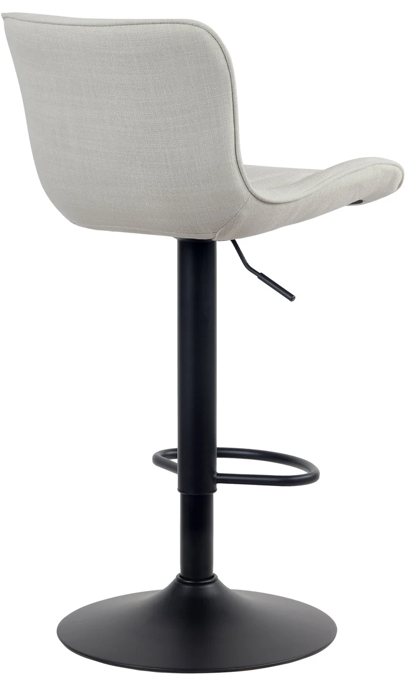 Tabouret de bar chaise haute x1 avec coutures décoratives en tissu crème pieds en métal noir 10_0005176
