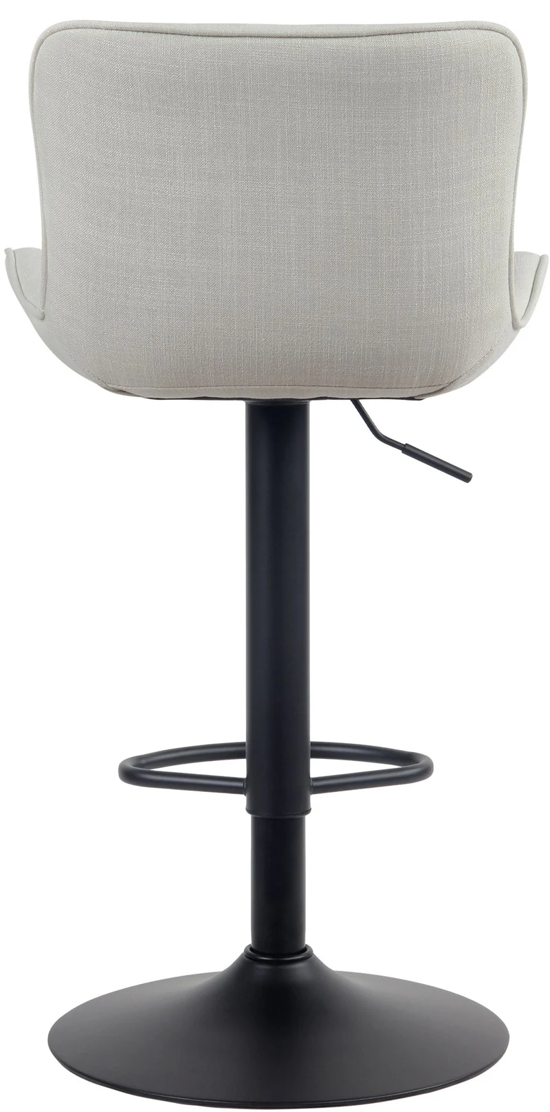 Tabouret de bar chaise haute x1 avec coutures décoratives en tissu crème pieds en métal noir 10_0005176