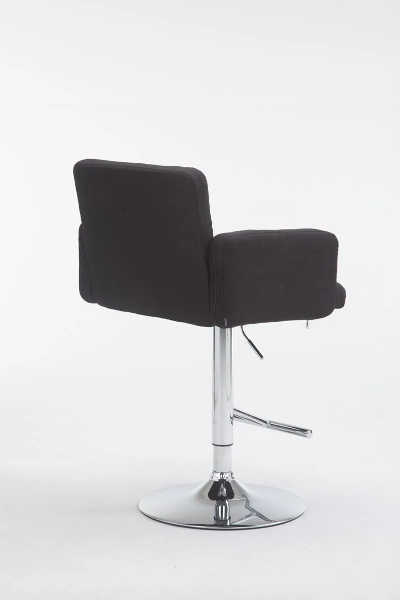 Tabouret de bar x1 avec accoudoirs et dossier confortable en tissu noir pieds métal chromé TDB10783