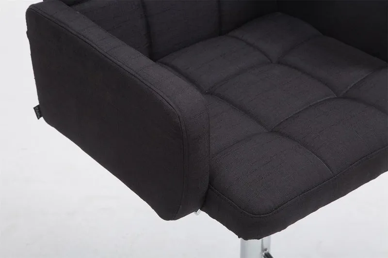 Tabouret de bar x1 avec accoudoirs et dossier confortable en tissu noir pieds métal chromé TDB10783
