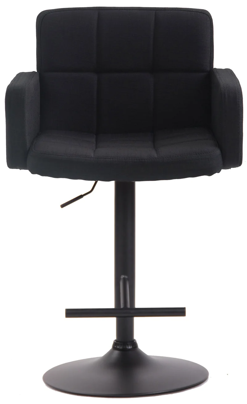 Tabouret de bar x1 avec accoudoirs et dossier confortable en tissu noir pieds noir mat TDB10787
