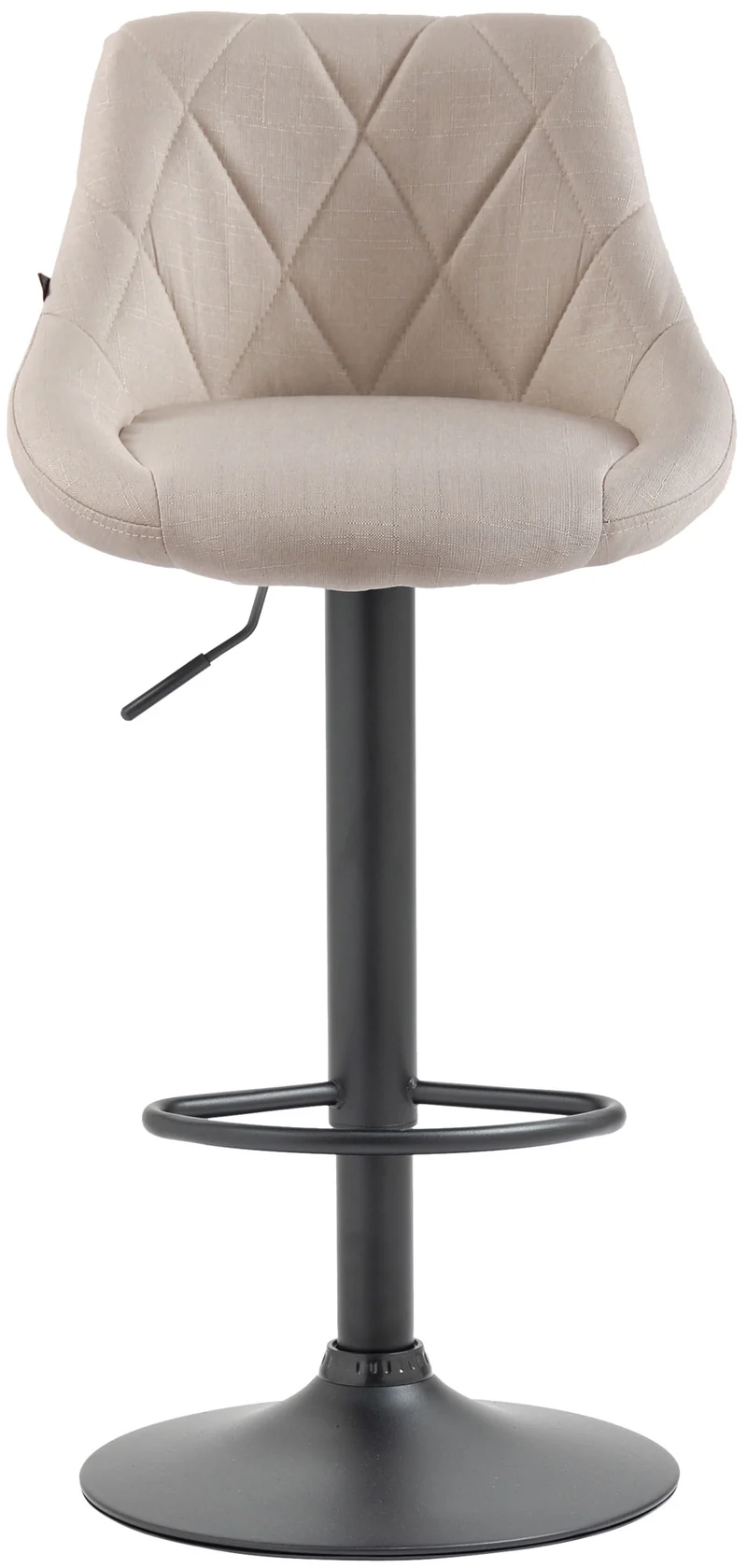 Tabouret de bar chaise haute x 1 avec coutures décoratives assise en tissu crème pieds métal noir 10_0005088