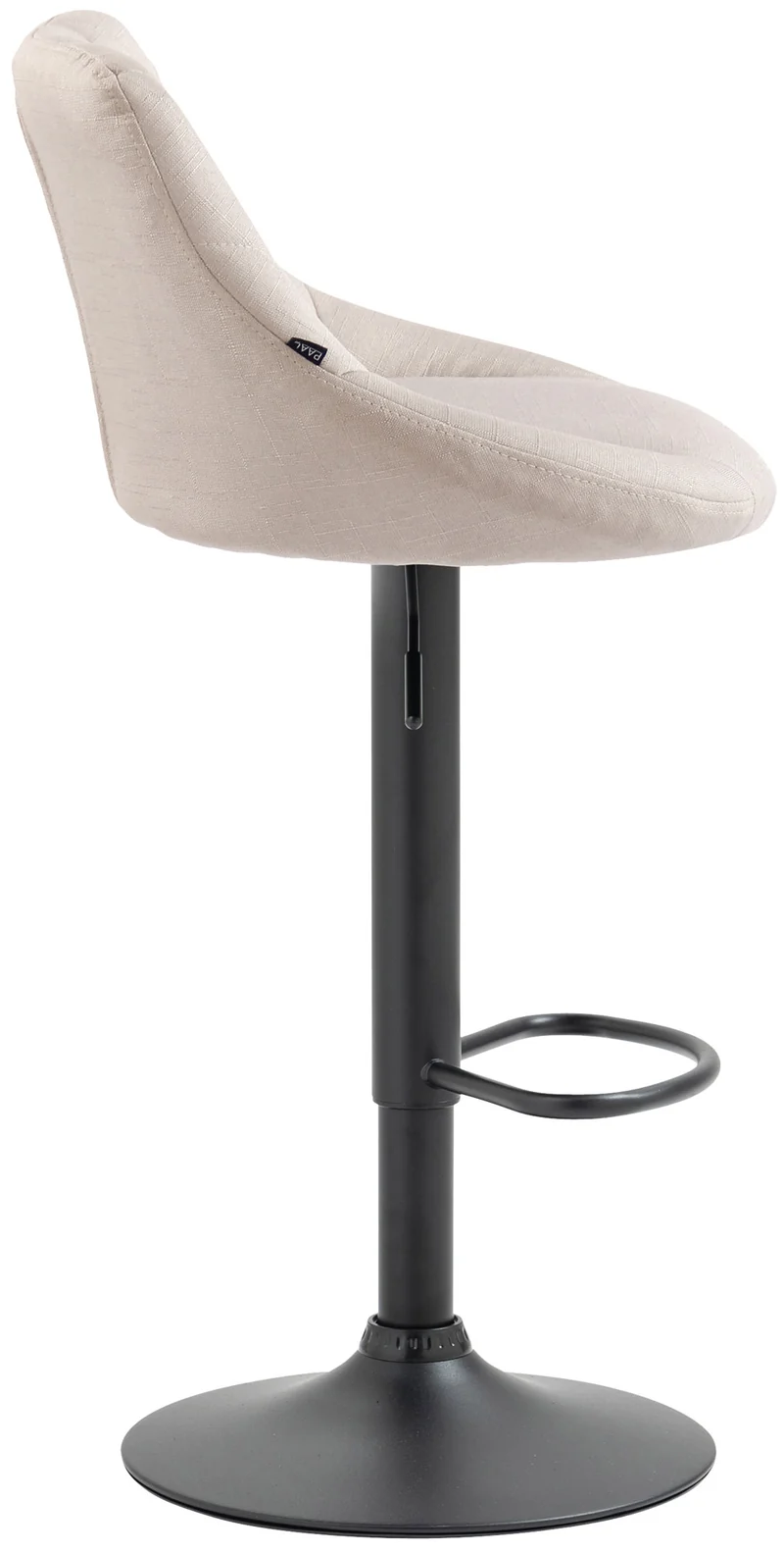 Tabouret de bar chaise haute x 1 avec coutures décoratives assise en tissu crème pieds métal noir 10_0005088