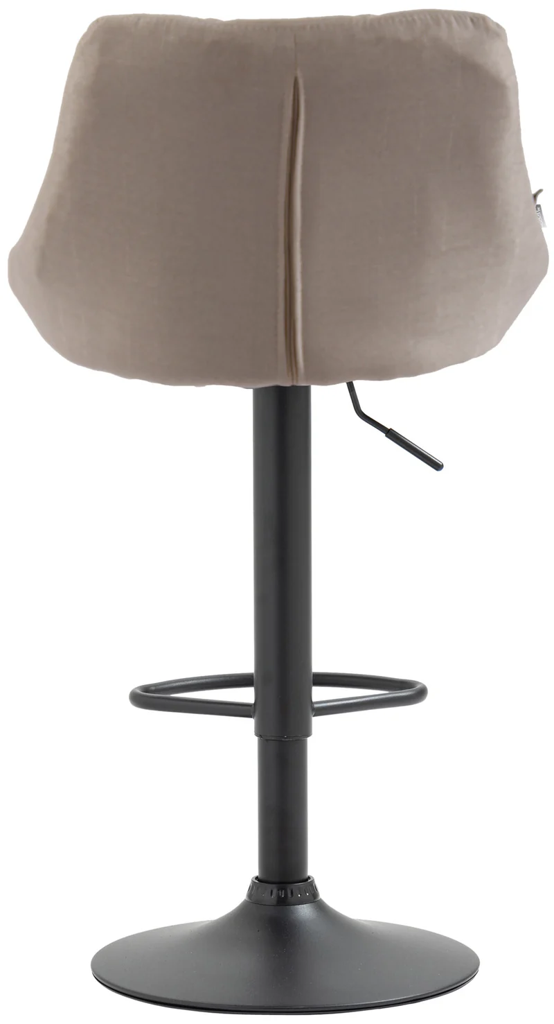 Tabouret de bar chaise haute x 1 avec coutures décoratives assise en tissu crème pieds métal noir 10_0005088