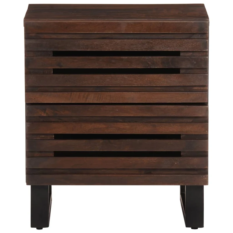 Lot de 2 tables de chevet avec deux tiroirs 40 x 34 x 46 cm bois de manguier marron et acier DEC034796